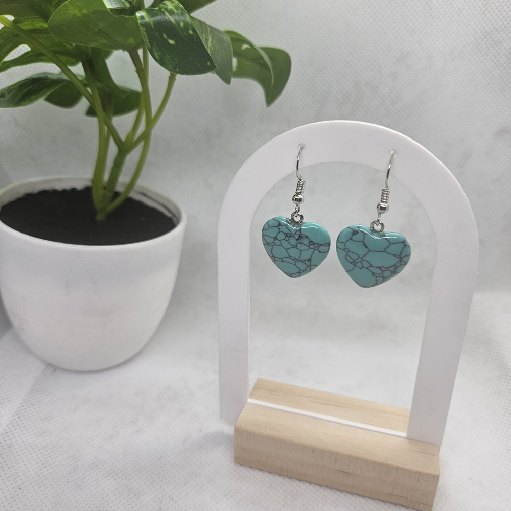 Elegant Turquoise Heart Earrings